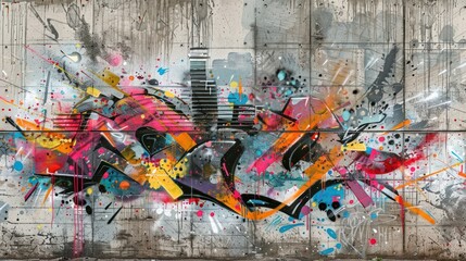 Fototapeta premium colorful abstract graffiti with building