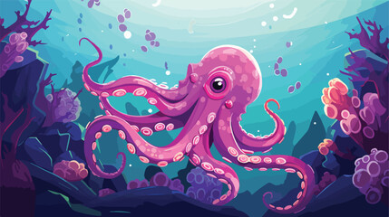 Fototapeta na wymiar Tentacles of octopus squid or kraken deep under wat