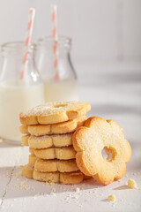 Sweet and tasty butter cookies baked in a home bakery.