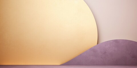 春秋用の抽象横長バナー。薄紫背景に金色の丸と幾何学的な形