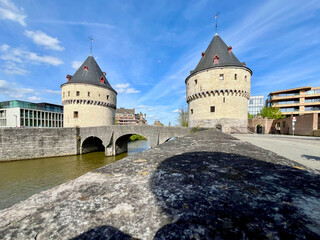 Fototapeta premium The Broel Towers are a listed monument and a landmark in the Belgian city of Kortrijk