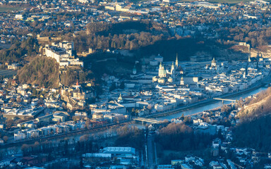 Historic city centre of Salzburg early in the morning
