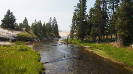 Fototapeta na wymiar 山で流れる川