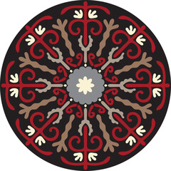 ethnic circular ornament, Central Asian motifs