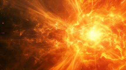 Radiation emitting rays from high energy particles. Concept of nuclear fusion