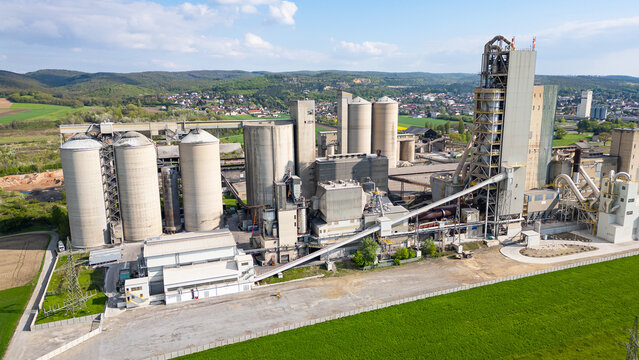 Mannersdorf, Austria - April 30, 2023: Holcim cement factory and industrial facility