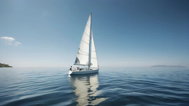 Small Sailboat Floats on water