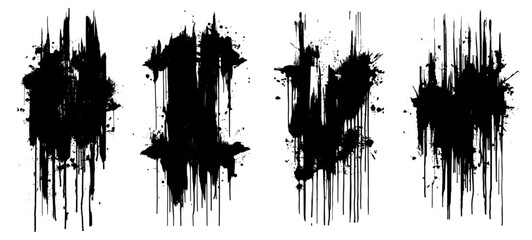 Set of 4 vector dripping ink graffiti paint splatters © MCGORIE
