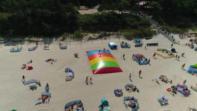 Beach Trampoline Mrzezyno Plaza Trampolina Aerial View Poland