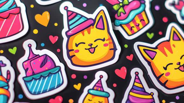 colorful fun stickers background