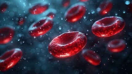 Blood cells with red blood cells, 3d render illustration, red blood cells