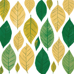 spring leaves color pencil super easy drawing vector illustration on white background