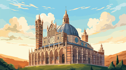 The Cathedral of the medieval city of Siena in Tusc - obrazy, fototapety, plakaty