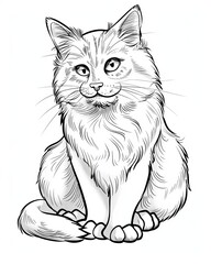 Coloring Book Page - Regal Cat. Generative AI.