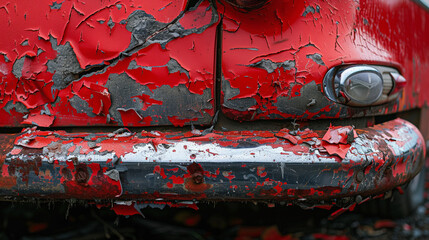 red bumper car scratched with deep damage