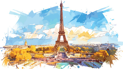 The Eiffel Tower is a wrought iron lattice tower on