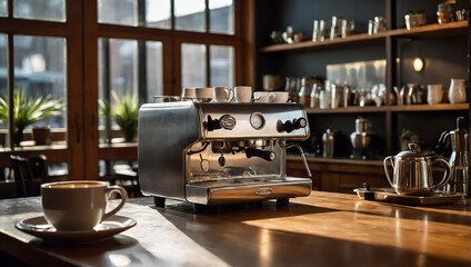 Professionelle Espressomaschine in einem gemütlichen Café