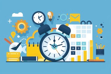 Illustration of a time management planning concept for personal productivity in business. 