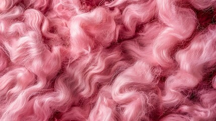 Pink wig as a background. Close-up of a wig.
