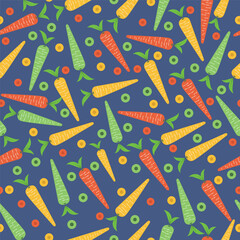 carrot seamless pattern in flat vector	