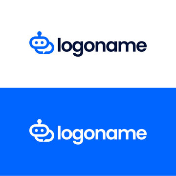 Minimalist chat bot logo design template.