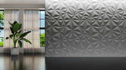 Large luxury modern bright interiors Living room mockup illustration 3D rendering image - 784529773