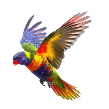 Flying Lorikeet Illustration on White