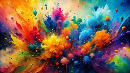 Colorful paint splashes on white background