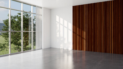 Large luxury modern bright interiors Living room mockup illustration 3D rendering image - 784530559