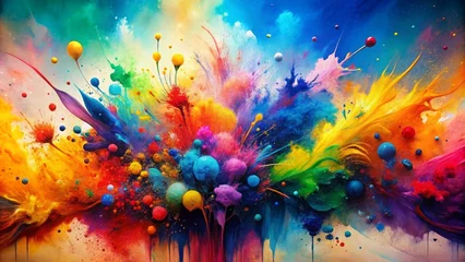 Keuken spatwand met foto Colorful paint splashes on white background © MrMachyH