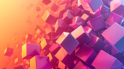 Abstract Floating Cubes with Warm Hues