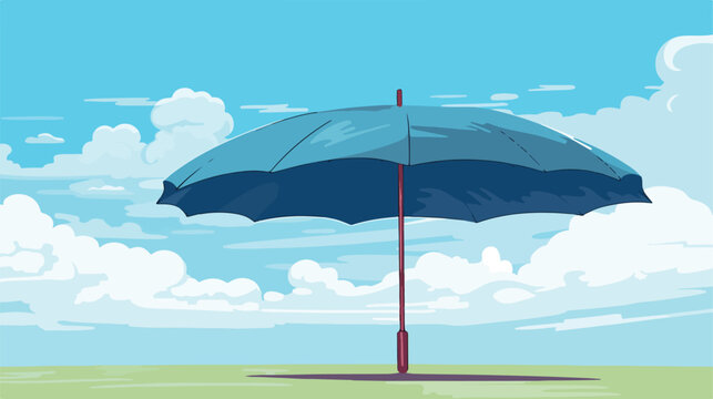 This is photo of an umbrella and blue sky. It is ph