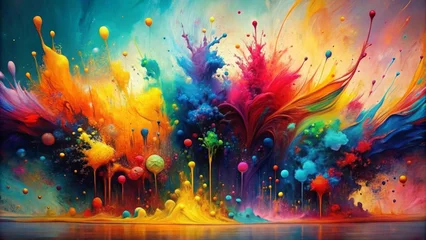 Foto auf Acrylglas Colorful paint splashes on white background © MrMachyH