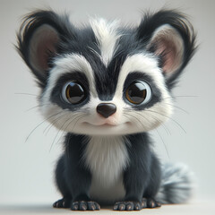Obraz premium A cute and happy baby skunk 3d illustration