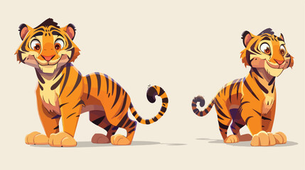 Tiger cartoon mascot character illustration 2d flat