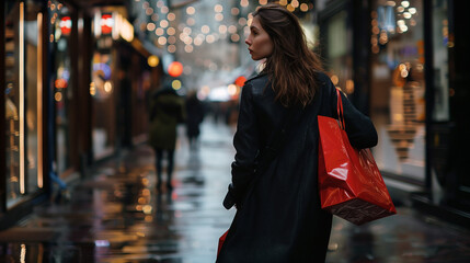 Obraz premium A beautiful woman go shopping. 