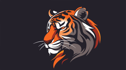 Tiger mascot gaming logo design 2d flat cartoon vac