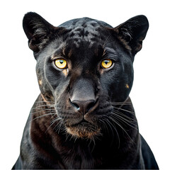 Portrait of black jaguar isolated on transparent background