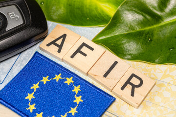 AFIR, Alternative Fuels Infrastructure Regulation, EU directive requiring the construction of a dense network of chargers for electric vehicles on routes - obrazy, fototapety, plakaty