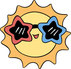 Retro Groovy 4th of July cloud Independence day festive cartoon doodle drawing