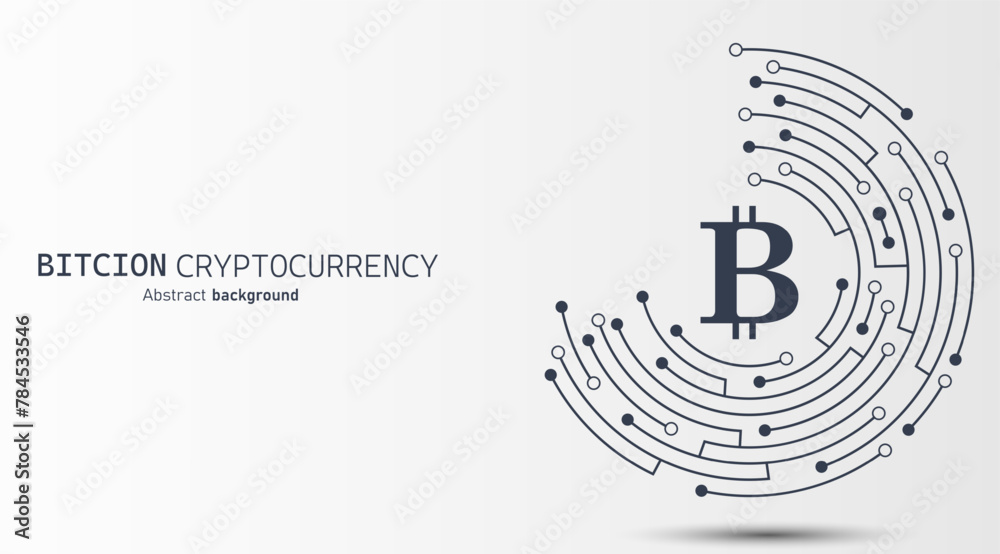 Aufkleber Bitcoin cryptocurrency digital technology on circuit board abstract background. design for Cryptocurrency, digital money, technology and economics. blockchain digital technology. Vector illustration