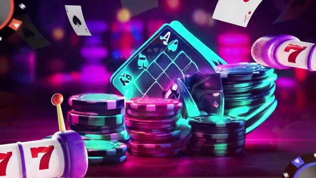 neon electric playing card gambling casino game