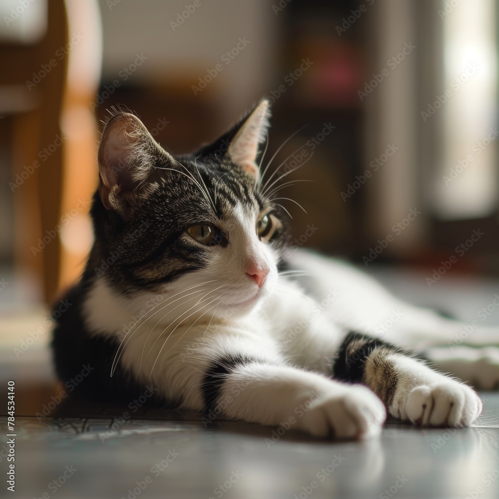 Canvas Prints a cat lying on the floor