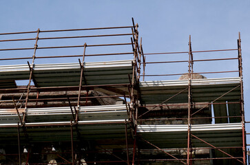 Scaffolding on a building under restoration