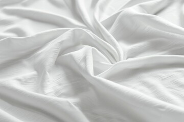 Obraz premium Close up view of a wrinkled white bed sheet with numerous folds and creases