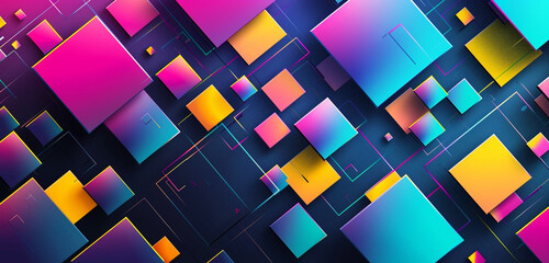 Bold-edged rectangles in vibrant colors creating a visually striking minimal geometric abstract background for a techno business template. - obrazy, fototapety, plakaty