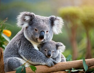 Koalabär kuchselt mit Jungem