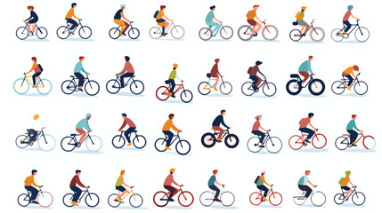 Top view of people on bicycles or bikes flat pictur
