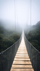 Obraz premium The bridge over the abyss in the fog.