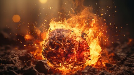 A flaming meteor is falling to earth. - obrazy, fototapety, plakaty